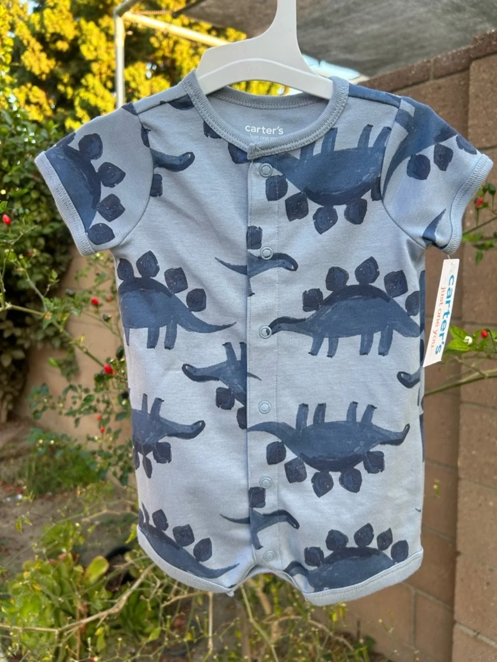 Carter's Gray and Navy Dinosaur Short-Sleeve Romper